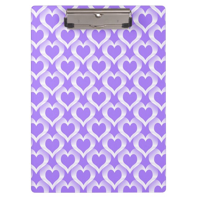 Purple White Hearts Pattern Clipboard (Front)