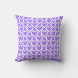 Purple White Hearts Pattern Cushion