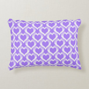 Purple White Hearts Pattern Decorative Cushion