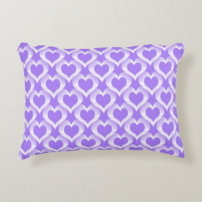 Purple White Hearts Pattern Decorative Cushion (Front)