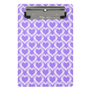 Purple White Hearts Pattern Mini Clipboard