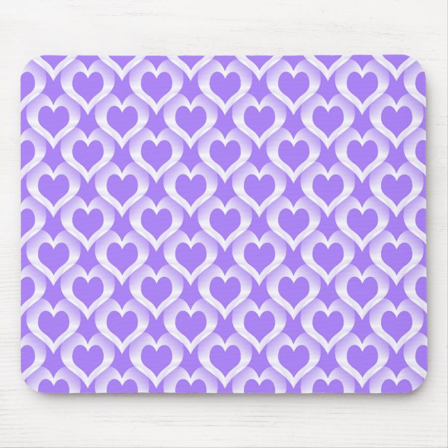 Purple White Hearts Pattern Mouse Mat (Front)