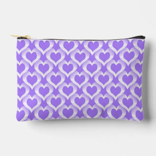 Purple White Hearts Pattern Small Accessory Pouch
