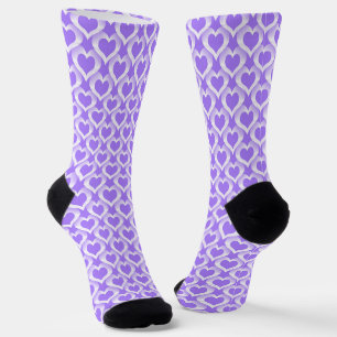 Purple White Hearts Pattern Socks