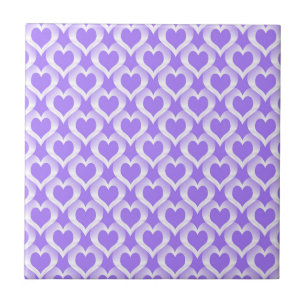 Purple White Hearts Pattern Tile