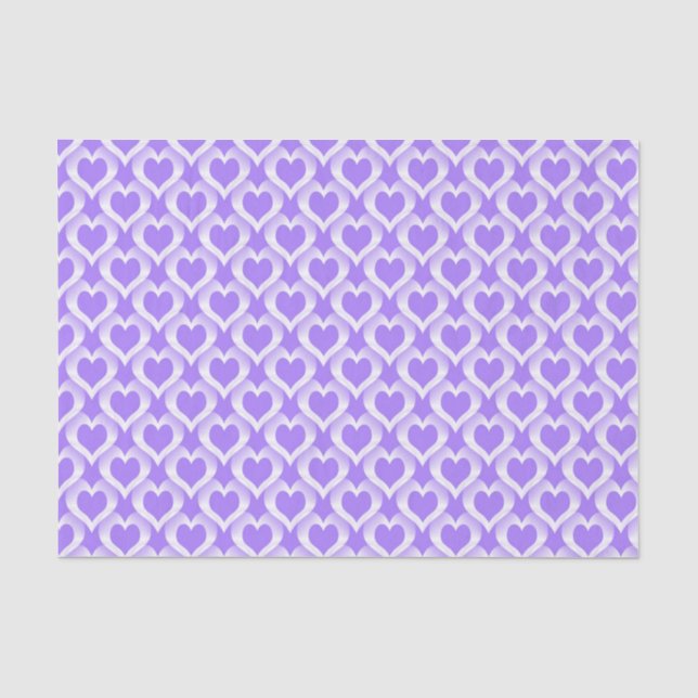 Purple White Hearts Pattern Tissue Paper (Front)