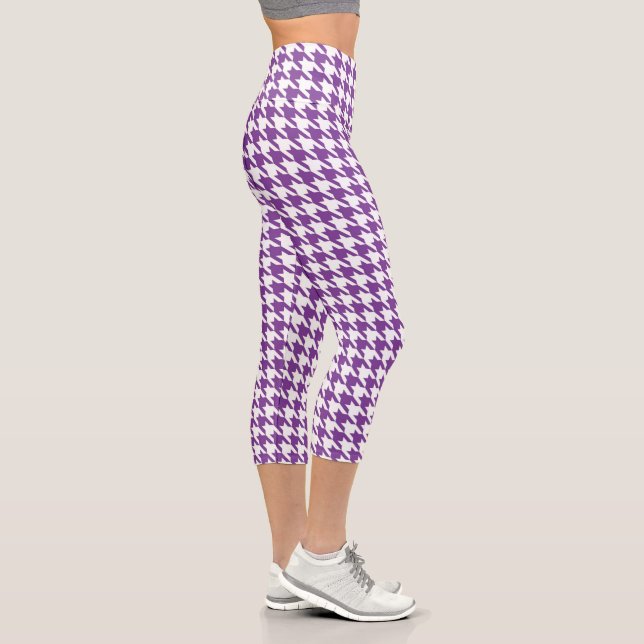 Purple & White Houndstooth  Capri Leggings (Right)