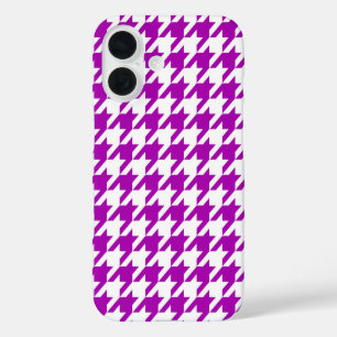 Purple White Houndstooth Check iPhone 16 Case