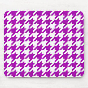 Purple White Houndstooth Check Mouse Mat