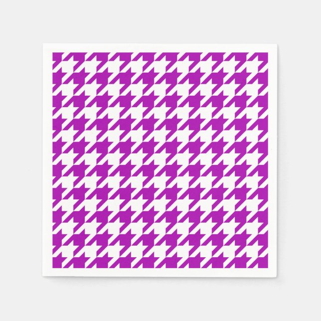 Purple White Houndstooth Check Napkin (Front)