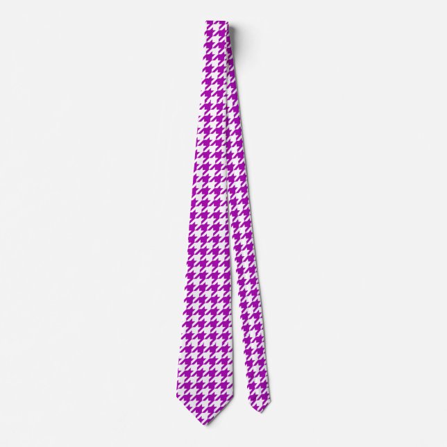 Purple White Houndstooth Check Tie (Front)