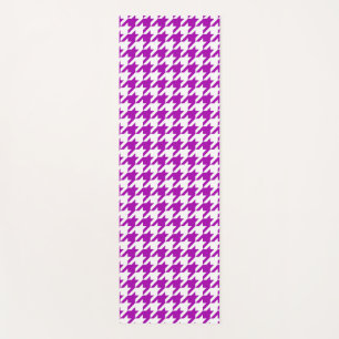 Purple White Houndstooth Check Yoga Mat