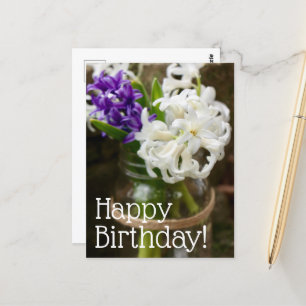 Purple & White Hyacinth Birthday Postcard