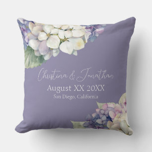 Purple & White Hydrangea Flowers on Lavender Cushion