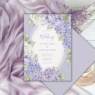 Purple White Hydrangeas Floral Wedding Invitation