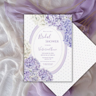 Purple White Hydrangeas Polkadot Bridal Shower Invitation