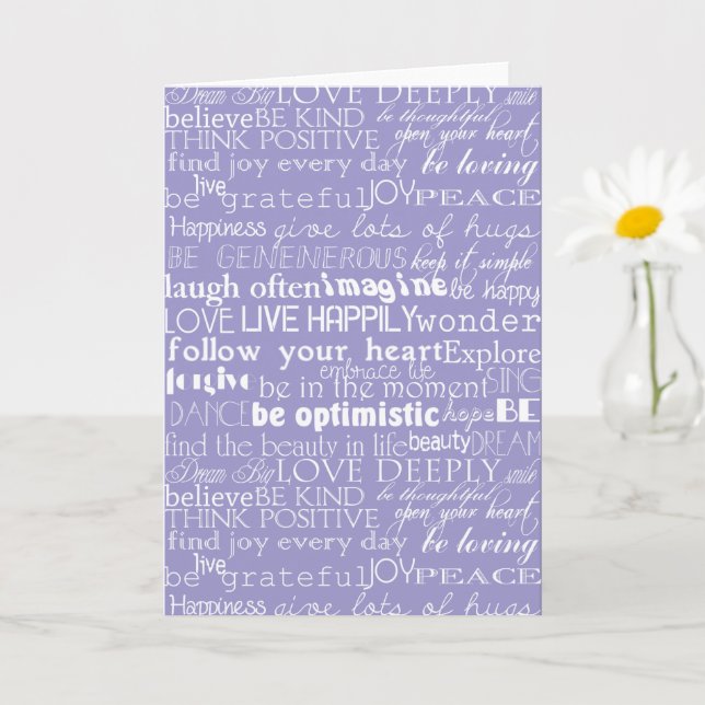 Purple White Inspirational Words Christmas Card (Small Plant)