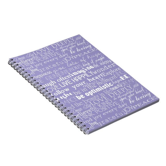 Purple White Inspirational Words Christmas Notebook (Right Side)