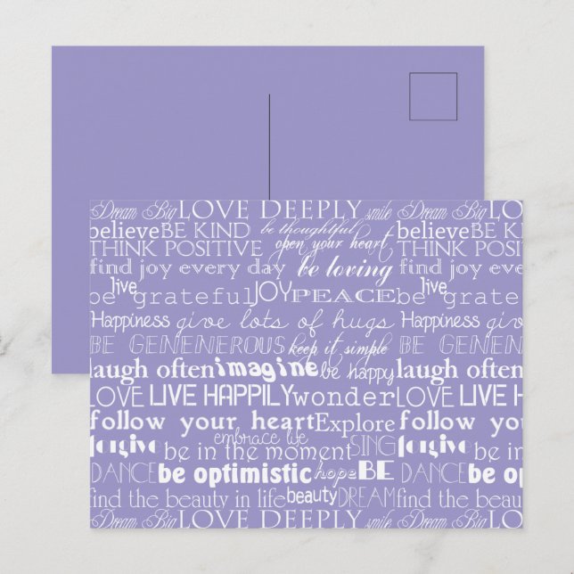 Purple White Inspirational Words Christmas Postcard (Front/Back)