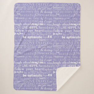 Purple White Inspirational Words Christmas Sherpa Blanket
