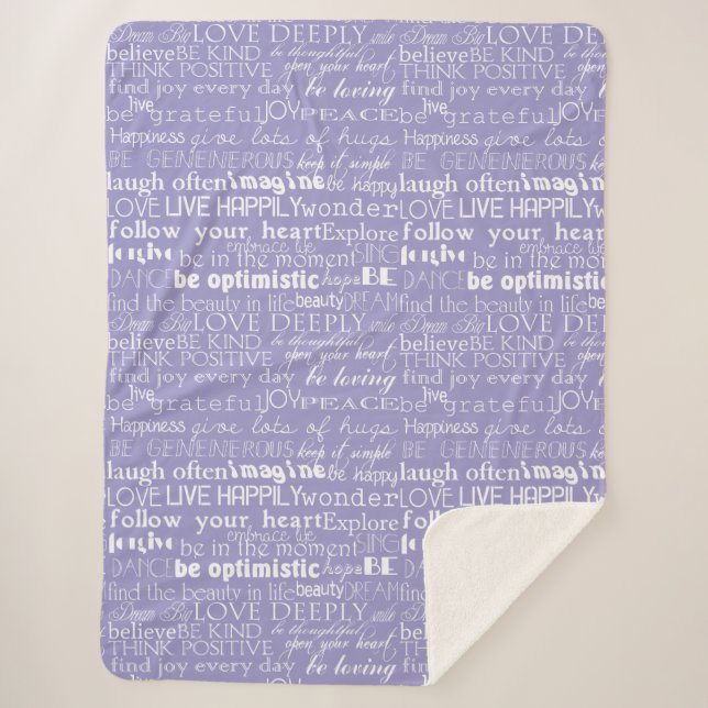 Purple White Inspirational Words Christmas Sherpa Blanket (Front)