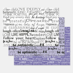 Purple White Inspirational Words Wrapping Paper Sheet