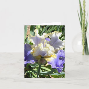 Purple & White Iris Personalised Greeting Card