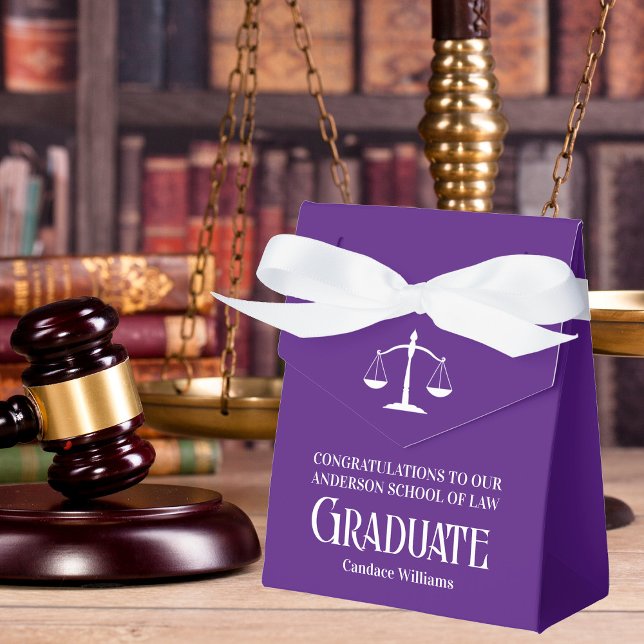 Purple White Law School Custom Graduation Party Favour Box (Creator Uploaded)