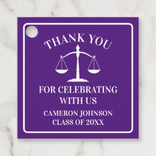 Purple White Law School Custom Graduation Party Favour Tags