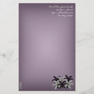 Purple & White Lillies Stationery