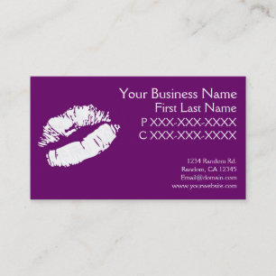 Purple white lipstick mark business cards