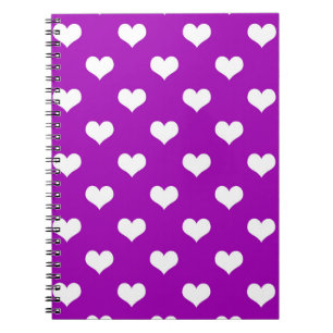 Purple White Love Heart Pattern Design Notebook