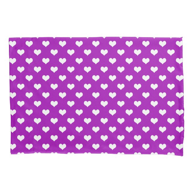Purple White Love Heart Pattern Design  Pillowcase (Front)