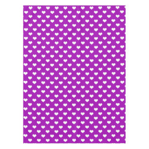 Purple White Love Heart Pattern Design Tablecloth