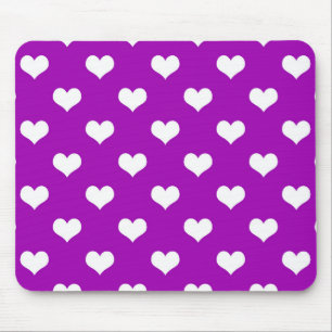 Purple White Lovely Hearts Design Mouse Mat