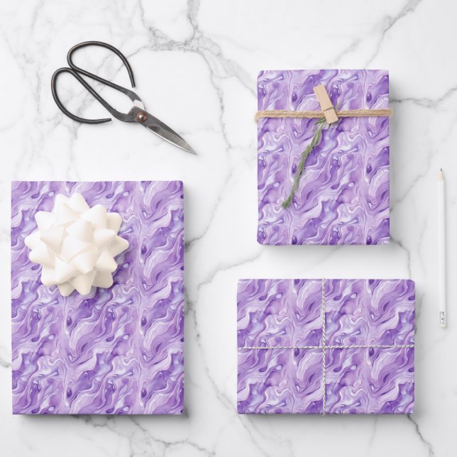 Purple & White Marble  Wrapping Paper Sheet (Front)