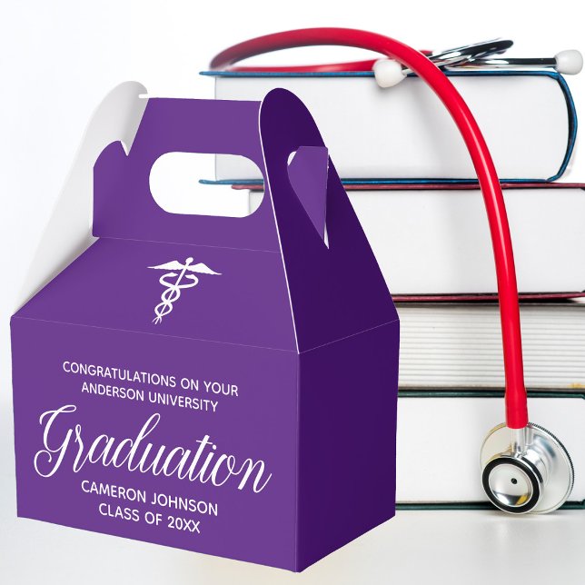 Purple White Medical School Graduation Party Favour Box (Creator Uploaded)