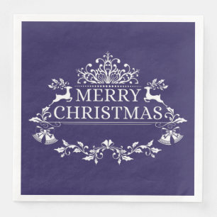 Purple & White Merry Christmas Paper Napkins