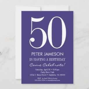 Purple & White Modern Adult Birthday Invitations