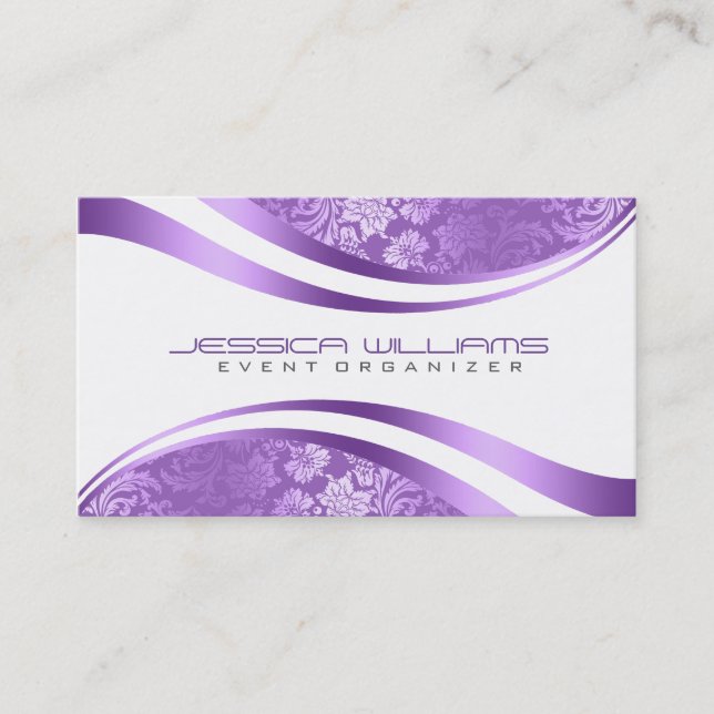 Purple & White Modern geometric Design Business Card (Front)