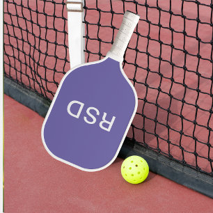 Purple White Monogram Initials Pickleball Paddle