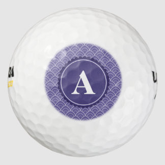 Purple White Monogram Pattern Golf Balls