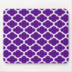 Purple White Moroccan Quatrefoil Trellis Pattern 2 Mouse Mat