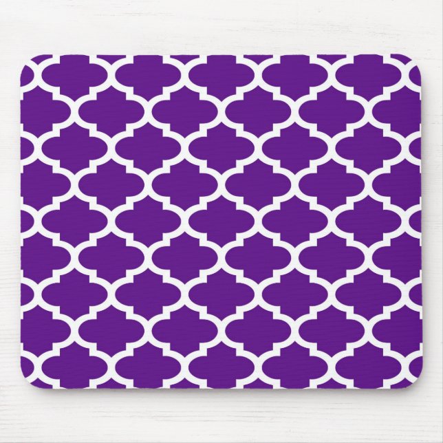 Purple White Moroccan Quatrefoil Trellis Pattern 2 Mouse Mat (Front)
