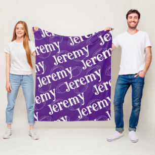 Purple & White Novelty Football Fleece Blanket