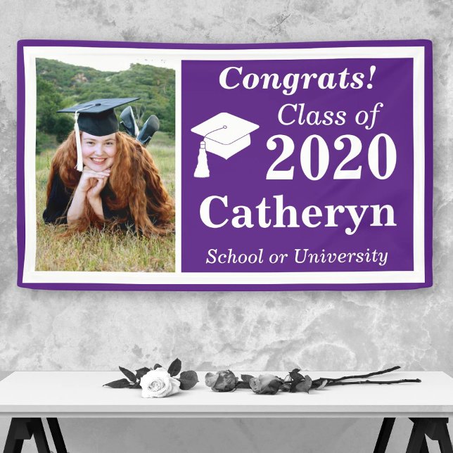Purple White One Photo Class of 2024 Graduation Banner (Creator Uploaded)