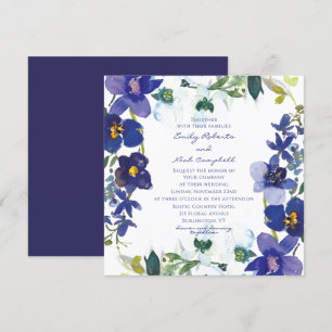 Purple & White Orchid Watercolor Floral Wedding Invitation