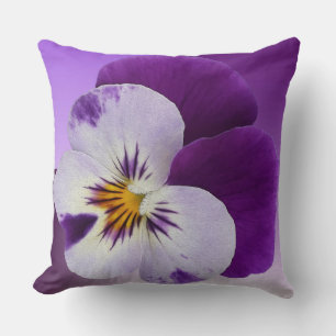 Purple white pansy cutout cushion
