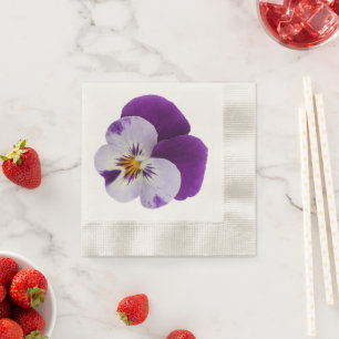 Purple white pansy cutout napkin