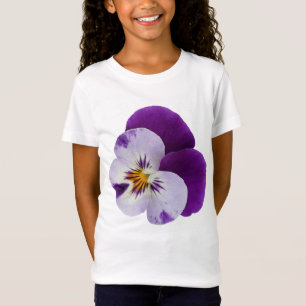 Purple white pansy cutout T-Shirt
